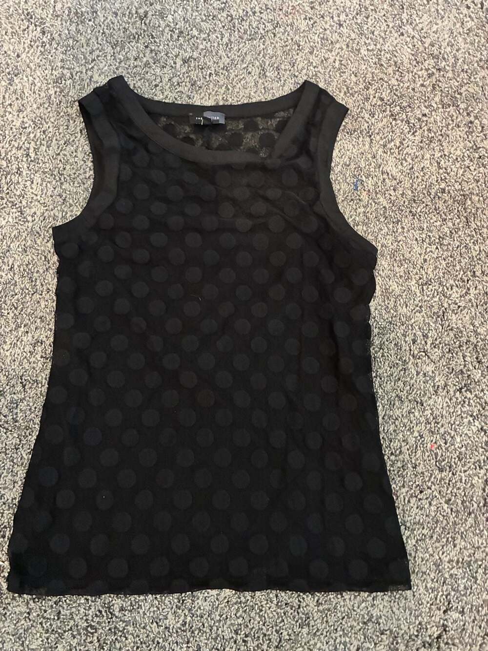 The Limited Black Polka Dot Sheer Mesh Sleeveless Top Size XS